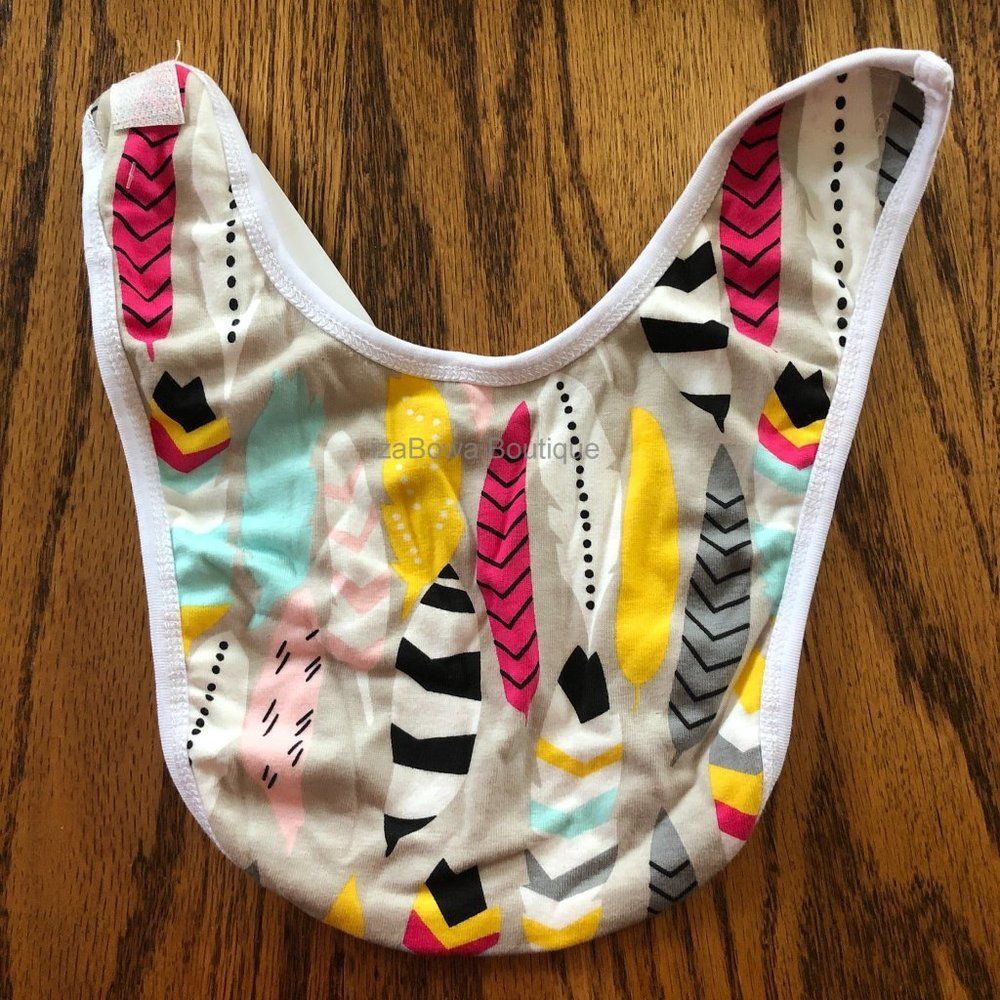 Feather Print Bib BIBFEA Handmade NWT Boutique